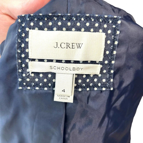 J. Crew Indigo Dot Schoolboy Blazer Navy Blue Polka Dot Size 4 - Picture 7 of 9
